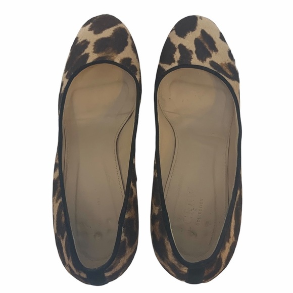 J. Crew Pia Calf Hair Leather Cheetah Platform Heels - Picture 6 of 12